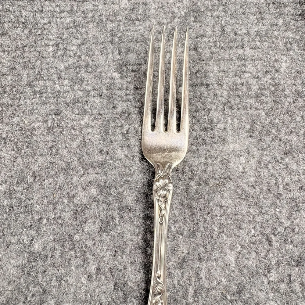 Wallace Violet Sterling Silver Dinner Fork Monogram S Floral Art Nouveau 1904